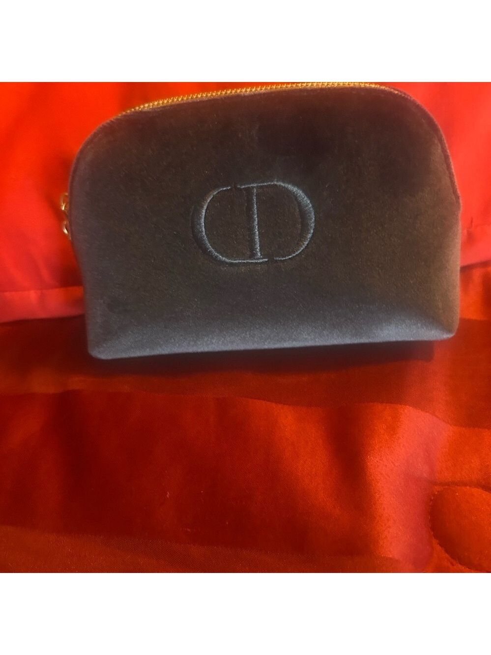 Christian Dior navy Velvet cosmetics bag